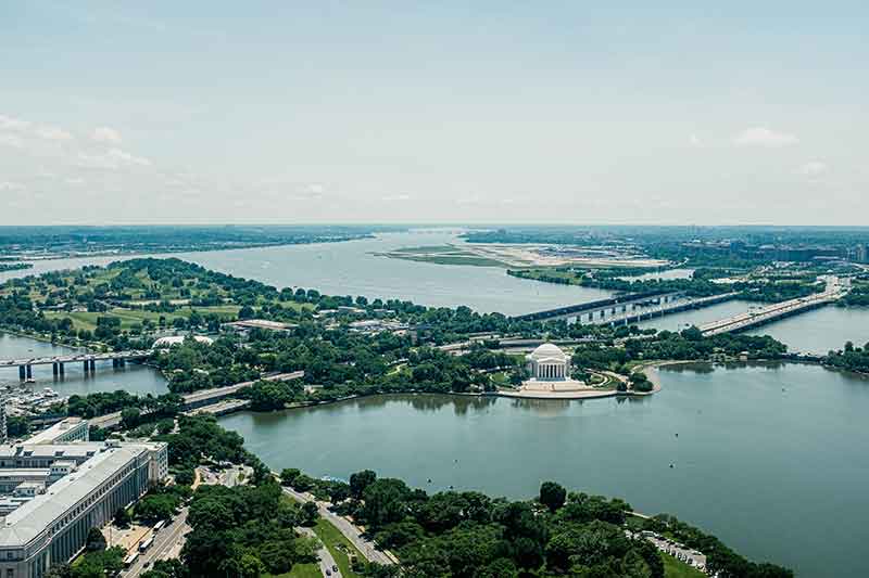 Aerial view of Washington DCA airport.