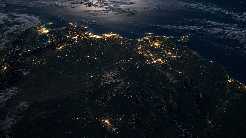 Lights in the night sky