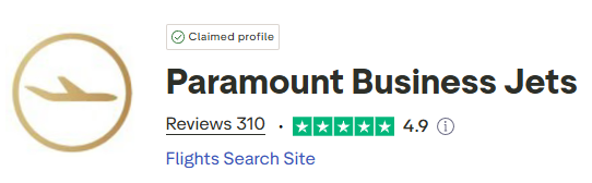Paramount Business Jets Trustpilot Rating